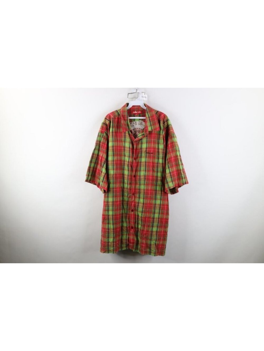 Vtg Pelle Pelle Soda Club Mens 4XL Spell Out Short Sleeve Collared Button Shirt